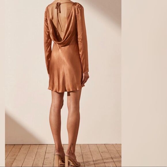 Free People - Shona Joy - LA LUNE LONG SLEEVE BACKLESS MINI DRESS - Picture 2 of 8